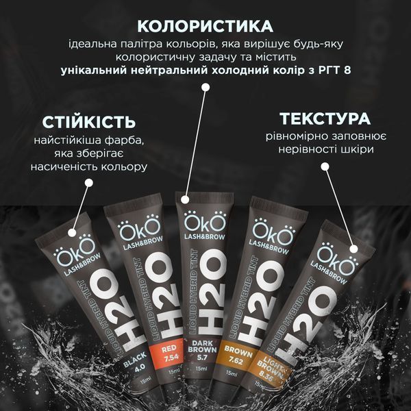 OKO &mdash; Набір фарби для брів та вій Liquid Hybrid Tint H2O з окисником TINT-KIT фото